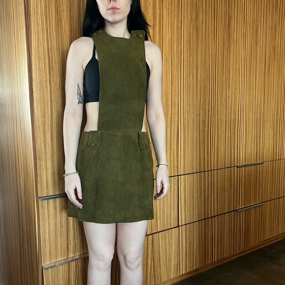 Vintage suede dress Jonathan Logan suede dress leather overall